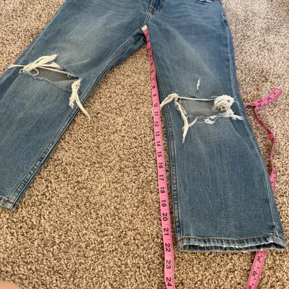 Abercrombie & Fitch Ankle Straight Ultra High Rise Distressed Jeans 29 8 Denim